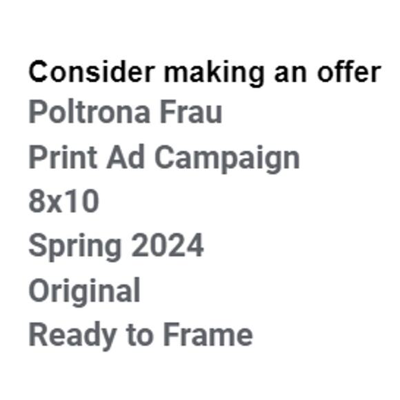 Poltrona Frau Print Ad Campaign Spring 2024 8x10 Ready To Frame Original - Picture 2 of 5